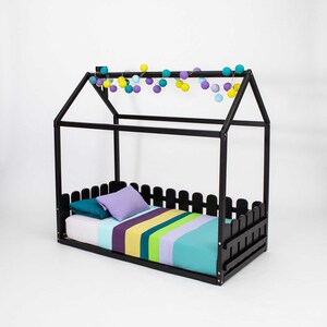 toddler bed, floor bed frame, wooden house bed, Montessori house bed, bed with slat, DIY bed frame, kid bed, toddler bed for boy, house bed for girl, house bed with rails, floor bed with rails, toddler bed, floor bed frame, house bed with rail