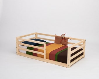 Cadre de lit de sol Montessori pour tout-petit queen, cadre de lit de jour pour lit de sol Montessori complet Cadre de lit en bois pour enfants Cadre de lit pour tout-petit twin 1 an cadeau