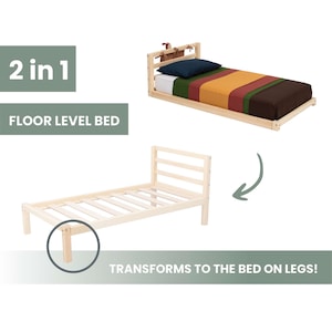 Montessori toddler floor bed frame queen, Montessori floor bed day bed frame full Kids wood bed frame Toddler bed frame twin 1 year old gift