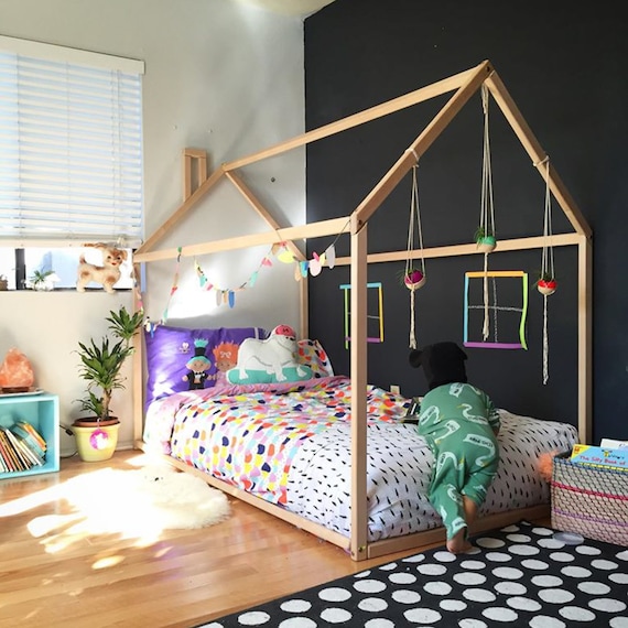 Toddler Bed Children Bed Wooden House Bed Frame Montessori Bed Platform Bed Loft Bed Kids Bed Wood House Bed Wood Bed Frame Twin Size Etsy