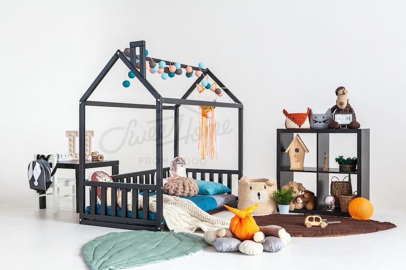 wooden bed or Montessori bed FULLDOUBLE Kids teepee house bed baby bed