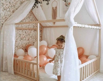 Kid house bed Toddler loft bed, Toddler house bed Teepee kids house frame bed Toddler bed Children bed Home bed kids tent and SLATS