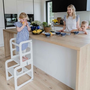 2-in -1 Toddler step stool Toddler tower First birthday gift for kids Montessori furniture, Montessori kitchen tower Kids step stool