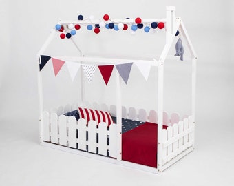 Toddler hut bed for kids Zero clearance bed Play house bed frame, Montessori low bed Montessori house bed, Children's floor bed