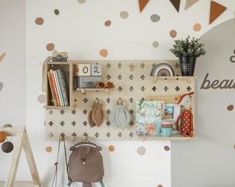 Tabletop Shelf, Pegboard Shelf, Montessori Nursery Organizer, Floating Wall Display Shelf