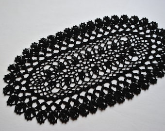 Crochet doily / Oval / Lace / Black (color Nr 6)