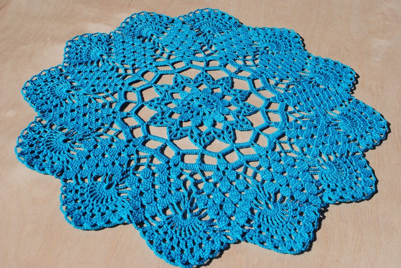 Crochet Doily / Lace / Turquoise color Nr.12/ 14.1 Inches Etsy