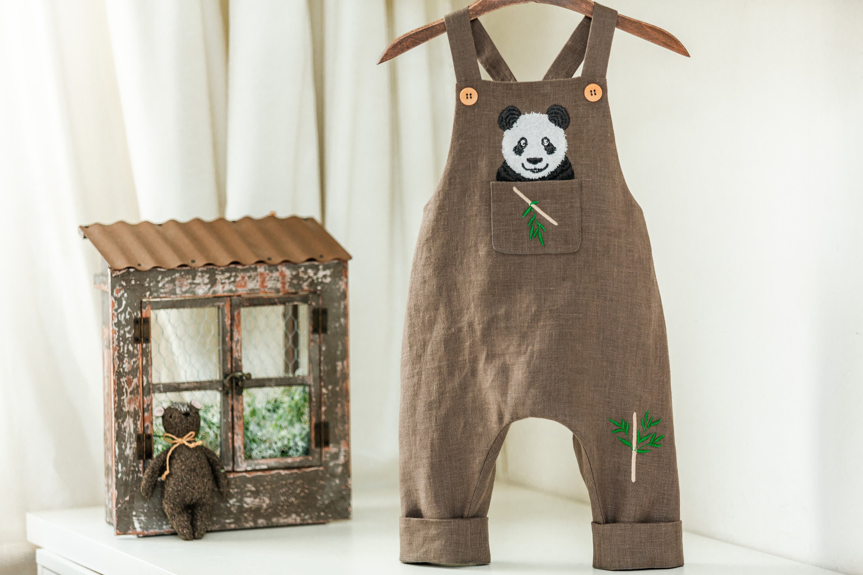Panda 1st birthday overall jumpsuit boy, Safari first birthday outfit for boys, smash cake photo shoot outfit, fall overalls, toddler romper