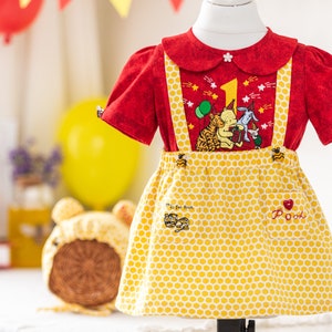 Winnie de Poeh-outfit voor 1e verjaardag: handgemaakte katoenen babykleding voor baby&#39;s