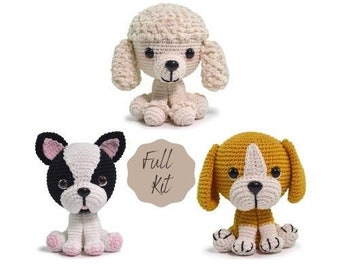 Dog Crochet kit. Amigurumi Dog. Pet Amigurumi. Amigurumi Crochet Dog. Easy Crochet Kit. Beagle. Poodle. French Bulldog