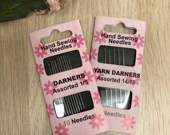 Darning Needles, Yarn Darners. Metal easy threading needle, hand sewing needle for knitters. Big Eyed Needles.