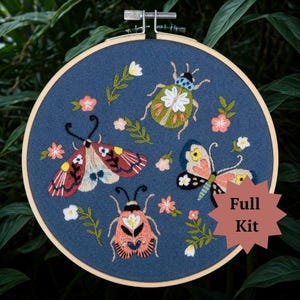 Mini Beasts Embroidery Kit – Colorful Bugs. Alternative embriodery kit, Fun modern Needlework Project