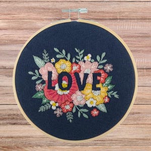 Love Embriodery Kit. Love Quote Kit. Romantic Embroidery. Modern Embroidery. Easy Embroidery Kit.