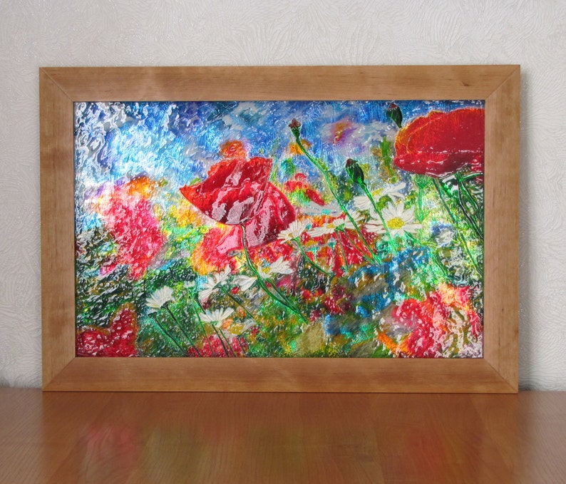 Lamp light stained glass painted by hand with LED backlight Etsy