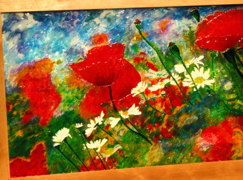 Lamp light stained glass painted by hand with LED backlight Etsy