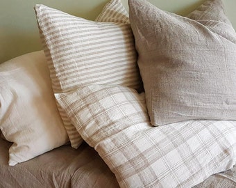 Standard housewife linen pillowcase from stonewashed dye free medium heavy linen, standard, Queen, King size pillow sham