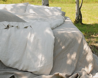 Linen DUVET COVER in shades of white - washed linen bedding - pure linen doona cover, natural quilt cover - Twin Queen King linen bedding