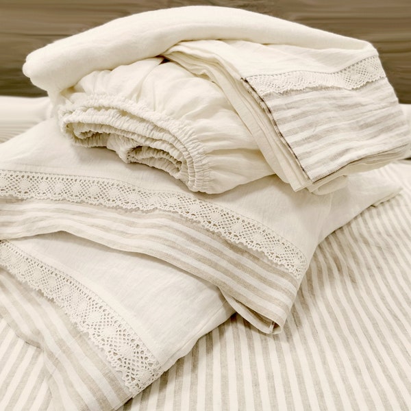 Striped Linen Sheets Etsy