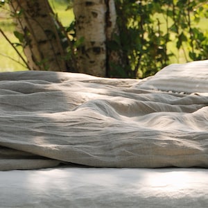 Linen duvet cover natural flax beige - heavier linen bedding - washed linen doona cover - Twin Queen King duvet cover - soft linen bedding