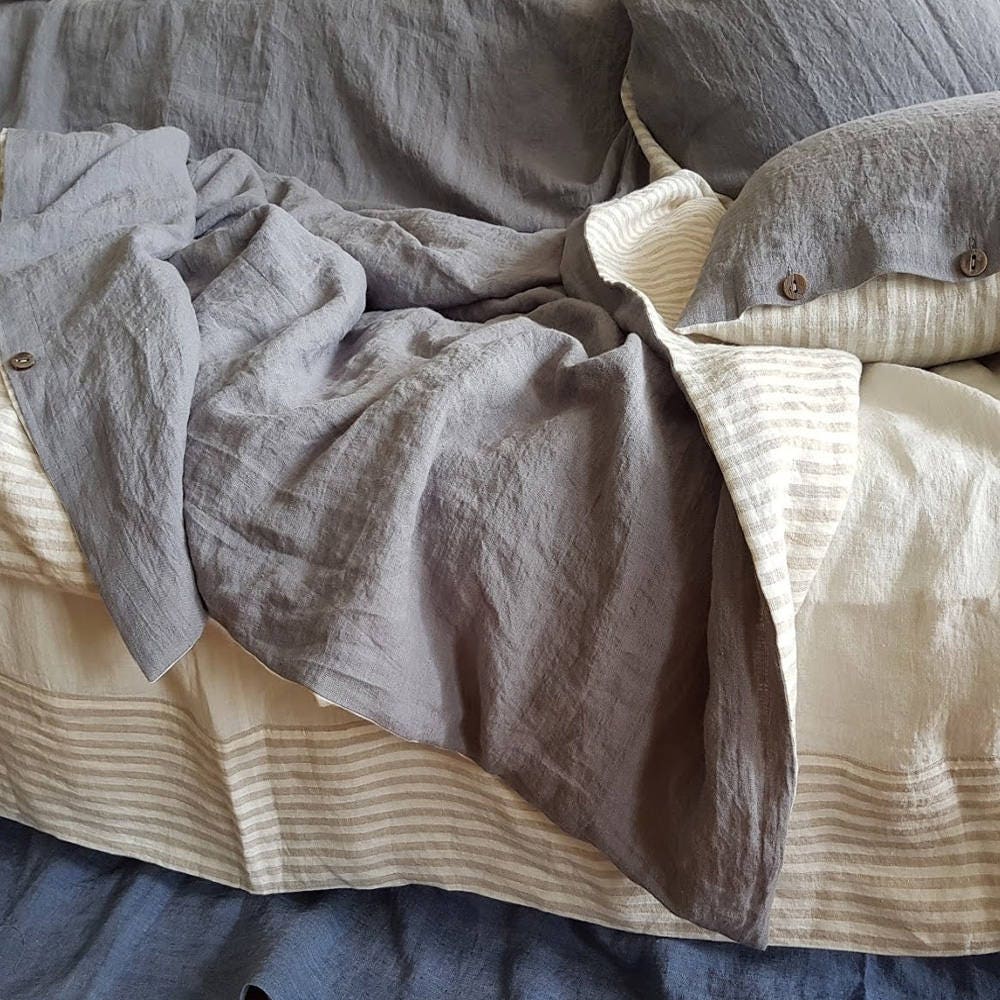 Linen pillowcase reversible euro pillow sham washed linen | Etsy