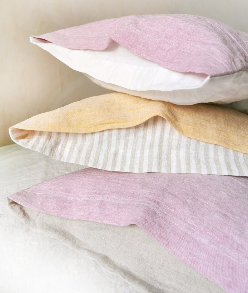 Linen PILLOW CASE reversible euro pillow sham raspberry or Etsy