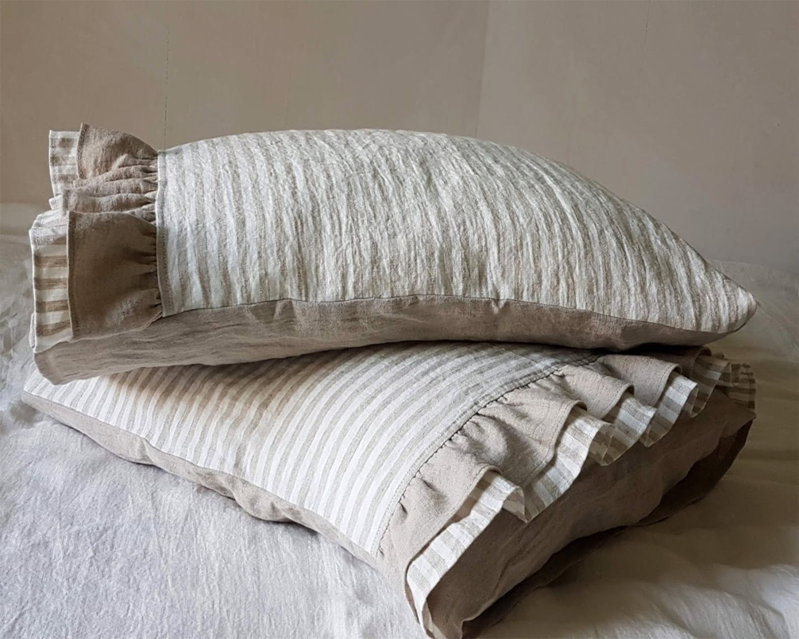 Ruffled Linen PILLOWCASE Ruffle Linen Pillow Sham Softened Etsy UK