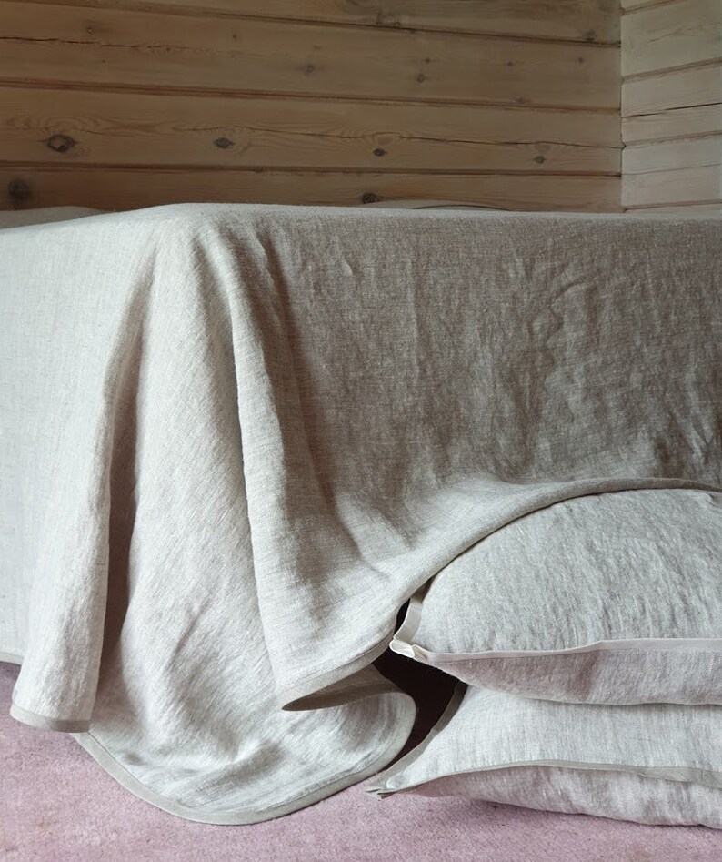 Linen BED COVER From Softened Heavy Linen Natural Linen Etsy