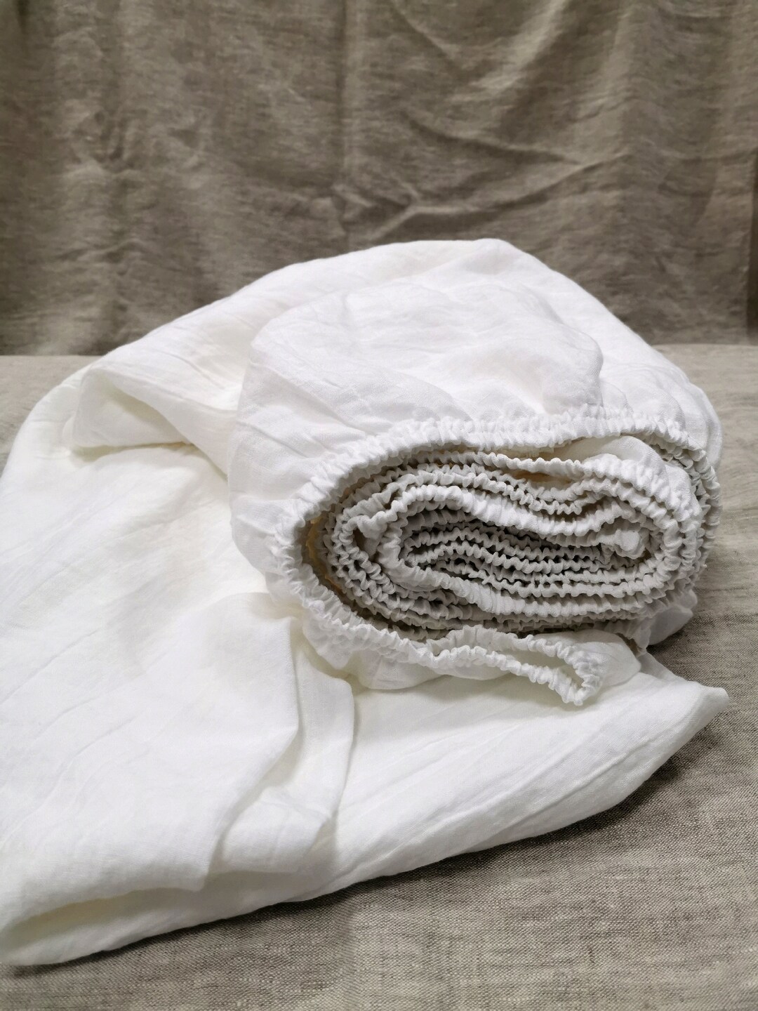 Linen FITTED SHEETS in Bleached White Deep Pocket Fitted Sheets From Softened Heavier Linen Twin