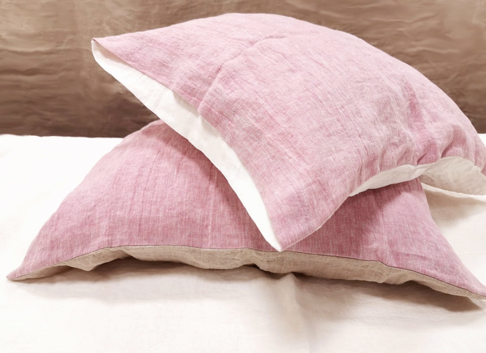 Linen PILLOW CASE reversible euro pillow sham raspberry or Etsy