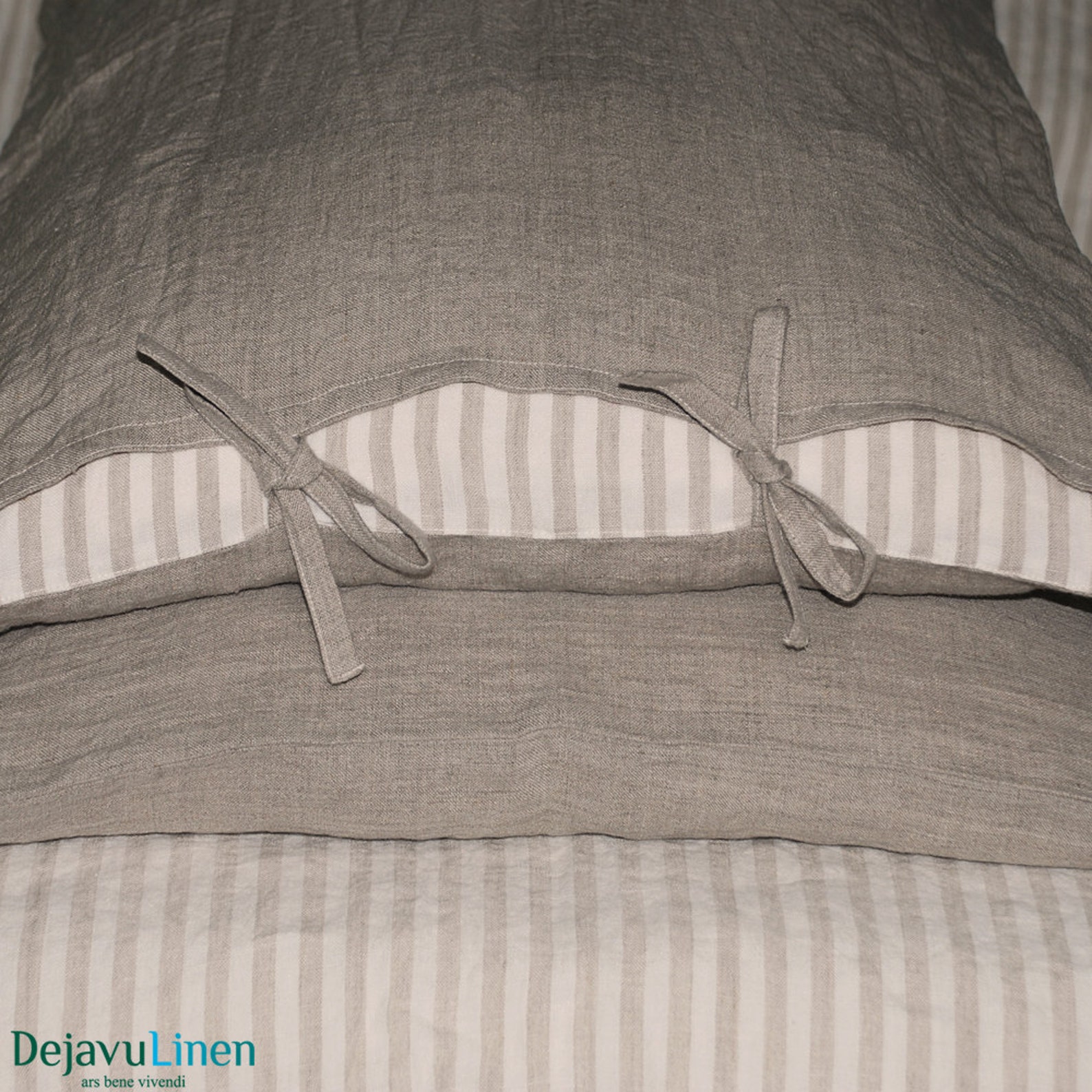 2 Linen Pillowcases With Ties Stone Washed Linen Pillow Sham - Etsy