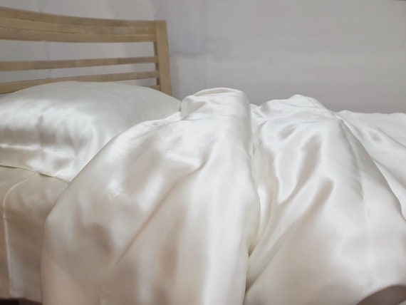 Silk Duvet Cover In Off White Charmeuse 19 Momme Silk Duvet Cover In Off White Charmeuse, Charmeuse Silk Sheets