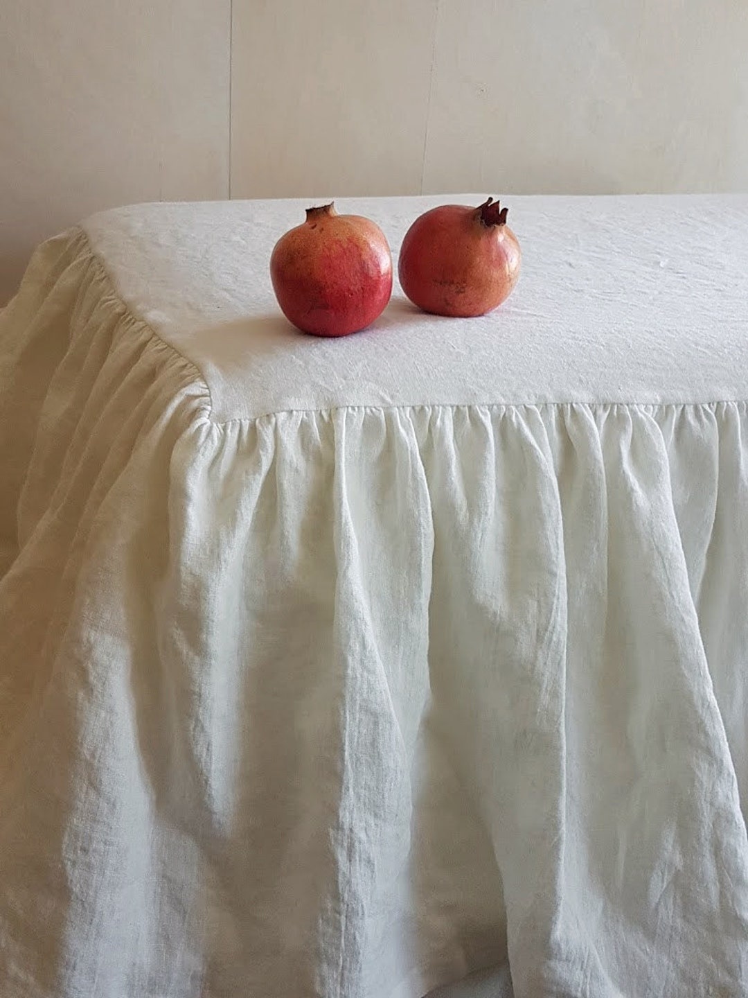 Offwhite DUST RUFFLE in Softened Linen Farmhouse Chic Bedskirt Twin