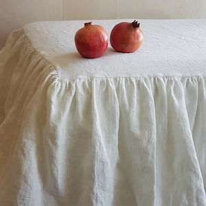 Stonewashed Linen Bed Skirt: Farmhouse Style Dust Ruffle - Custom Drop