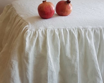 Off-white DUST RUFFLE in softened linen - farmhouse chic bedskirt - Twin, Double, Queen, King ruffle linen bed skirt