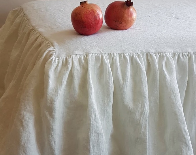 Featured listing image: Off-white DUST RUFFLE in softened linen - farmhouse chic bedskirt - Twin, Double, Queen, King ruffle linen bed skirt