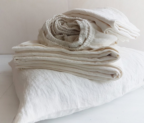 Soft linen bath sheet White linen sheet Beach linen sheet Softened linen flat sheet Linen bedding