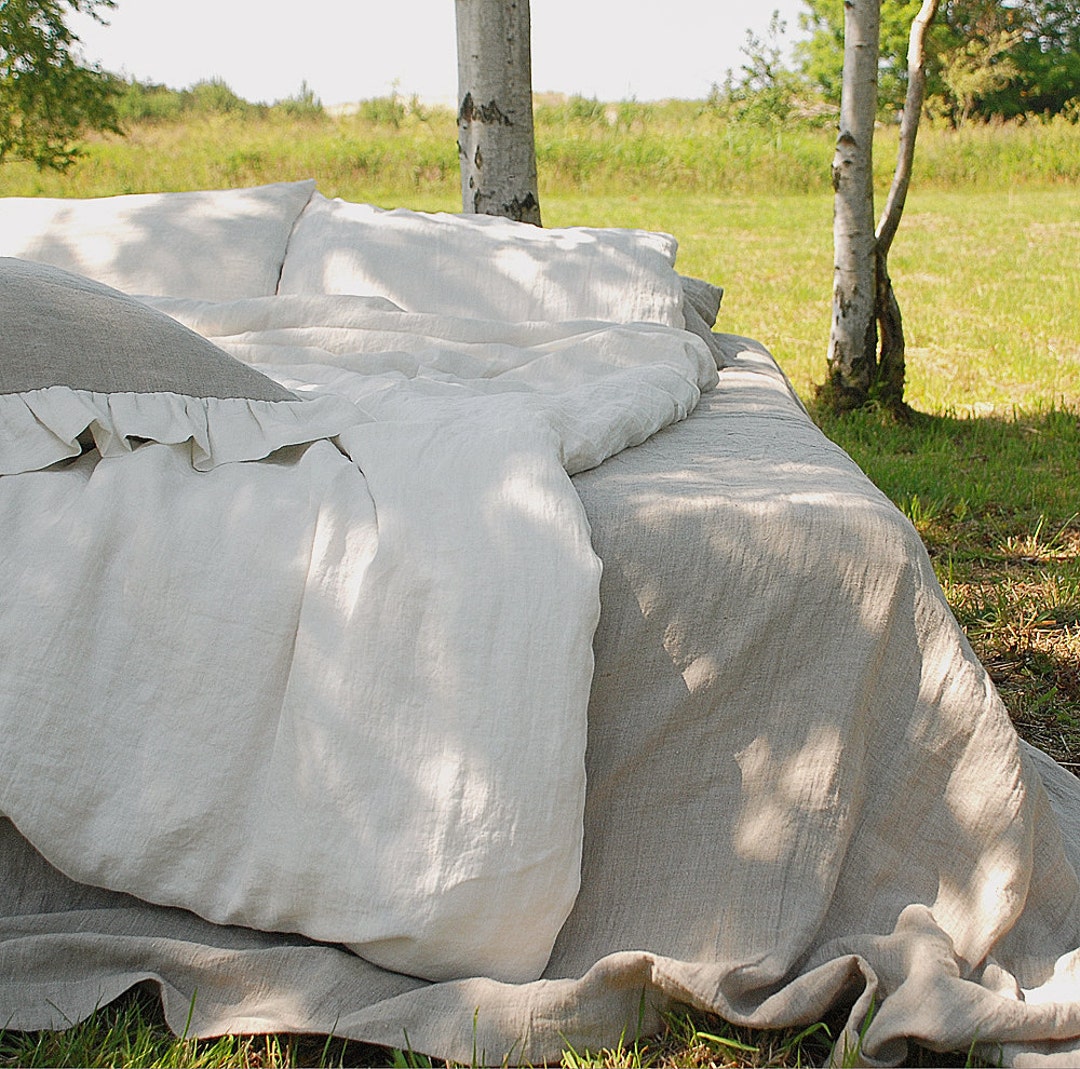 Linen DUVET COVER in Shades of White Washed Linen Bedding Pure Linen