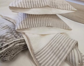 Softened Linen SHEET SET. Sheets and Pillowcases in Dye-free Linen. Deep Pocket Fitted, Top Sheets, Pillow Shams. Twin, Queen, King, Custom.