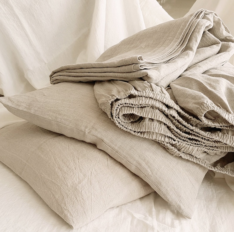 Deep Pocket Linen FITTED SHEETS in Natural Linen Fitted Etsy Australia