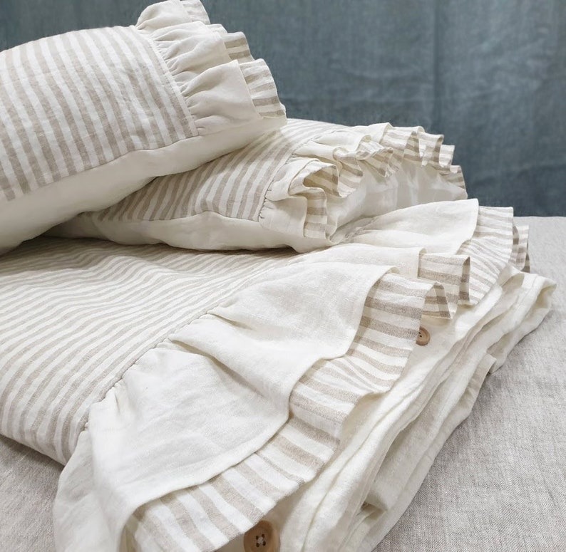 Ruffled Linen PILLOWCASE Ruffle Linen Pillow Sham Softened Etsy