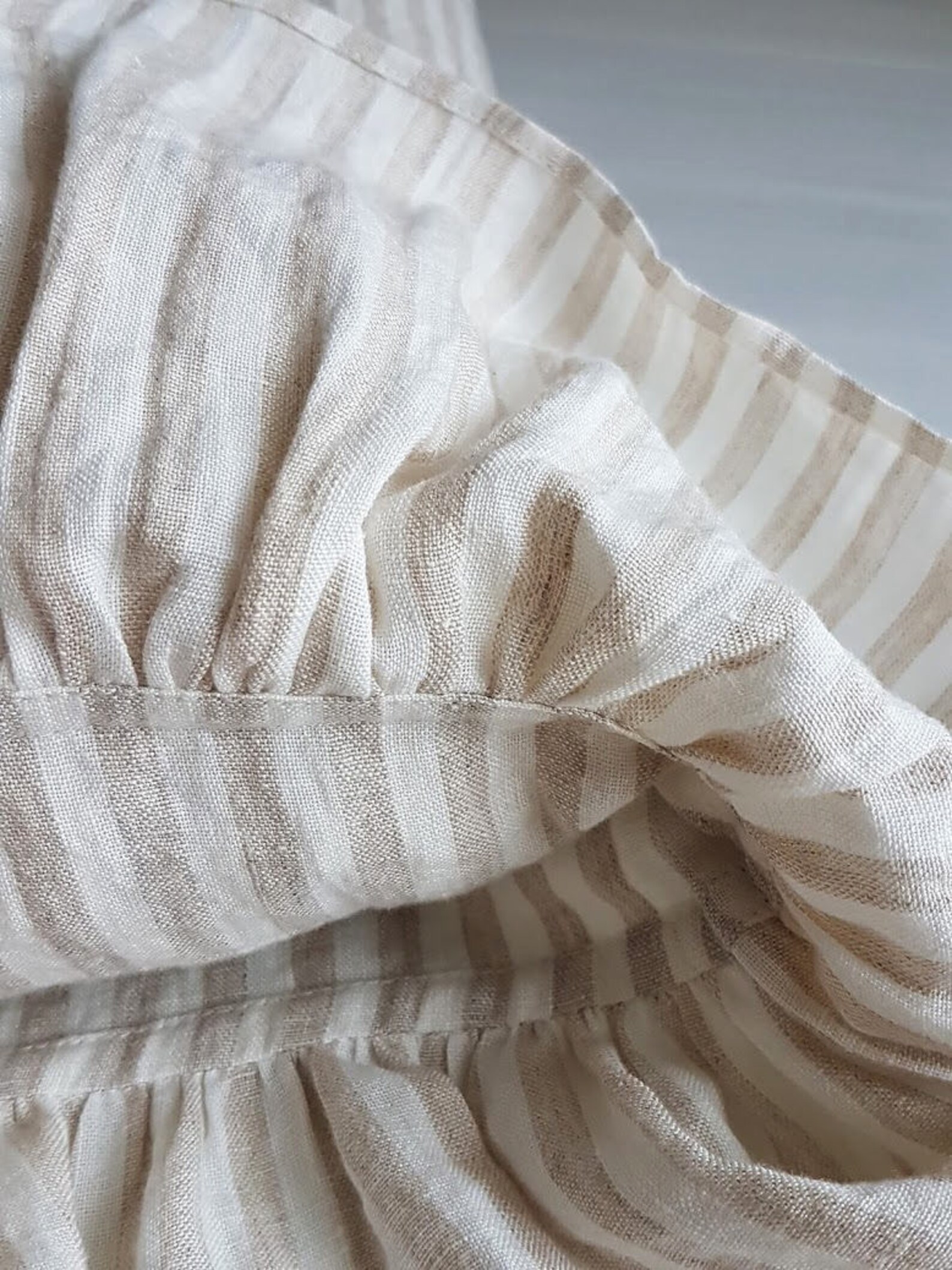 Striped Linen Pillowcase With Ruffles Natural Pillow Cover Etsy UK