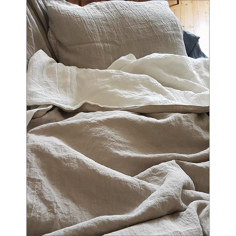 Reversible Linen Duvet Cover Washed Linen Quilt Cover Doona Etsy