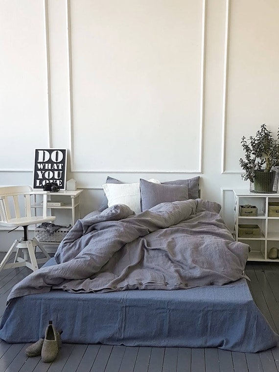 Heavier Linen Duvet Set Peppercorn Grey Washed Image 0