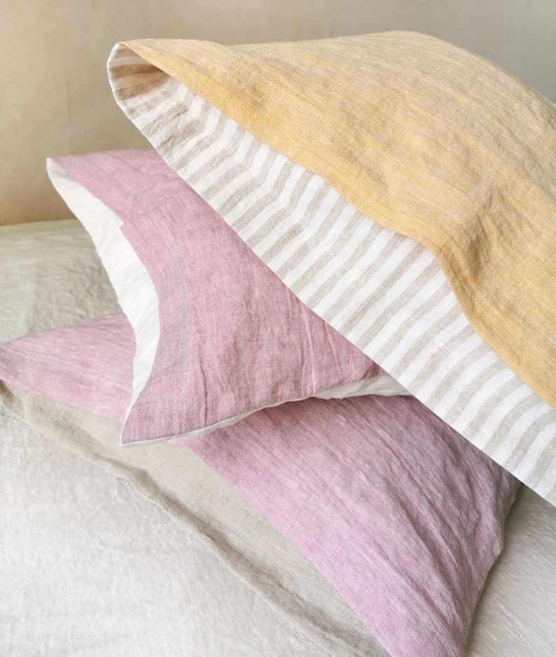 Linen PILLOW CASE reversible euro pillow sham raspberry or Etsy