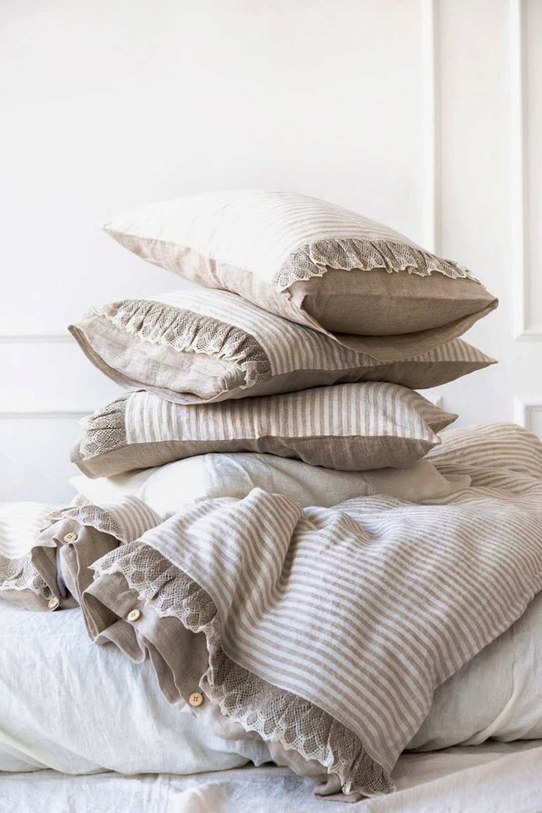 Creme de Lace Dust Ruffles - Luxury Bedding - Italian Bed Linens