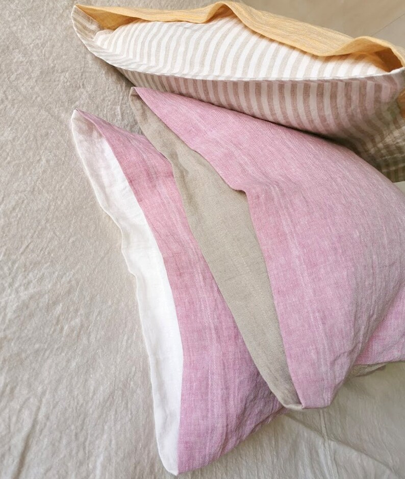Linen PILLOW CASE reversible euro pillow sham raspberry or Etsy