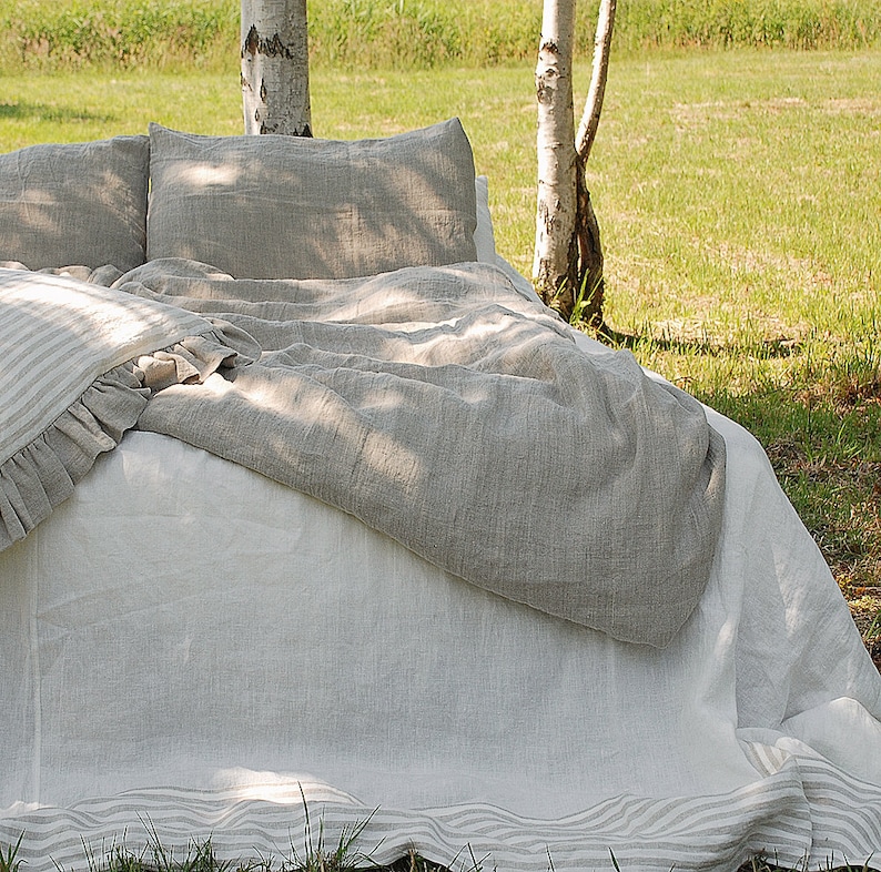 Natural Flax Linen BEDDING SET Pure Softened Linen Duvet Etsy