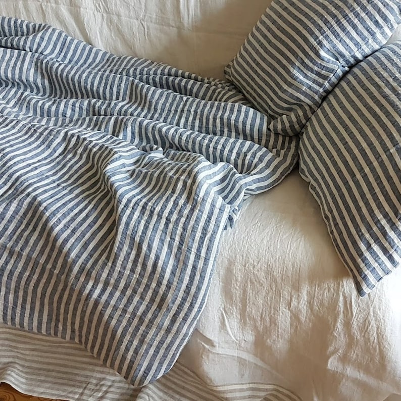 Nautical Striped Linen Duvet Cover Quilt Cover From Washed Etsy Australia