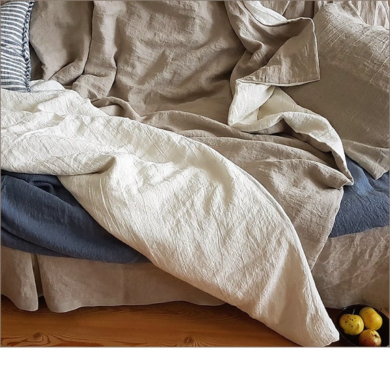 Reversible Linen Duvet Cover Washed Linen Quilt Cover Doona Etsy