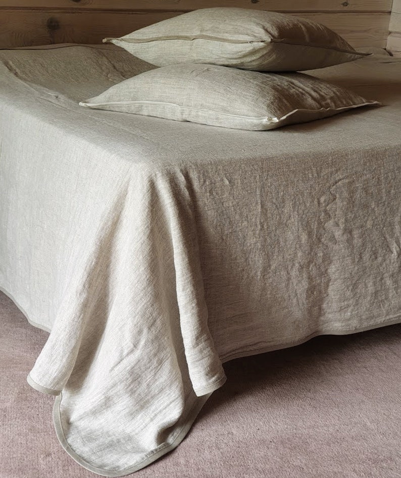 Linen BED COVER From Softened Heavy Linen Natural Linen Etsy